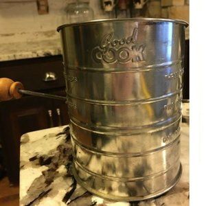 Vintage Good Cook Measuring Flour Sifter Aluminum 3 Cup Wood Knob VERY CLEAN